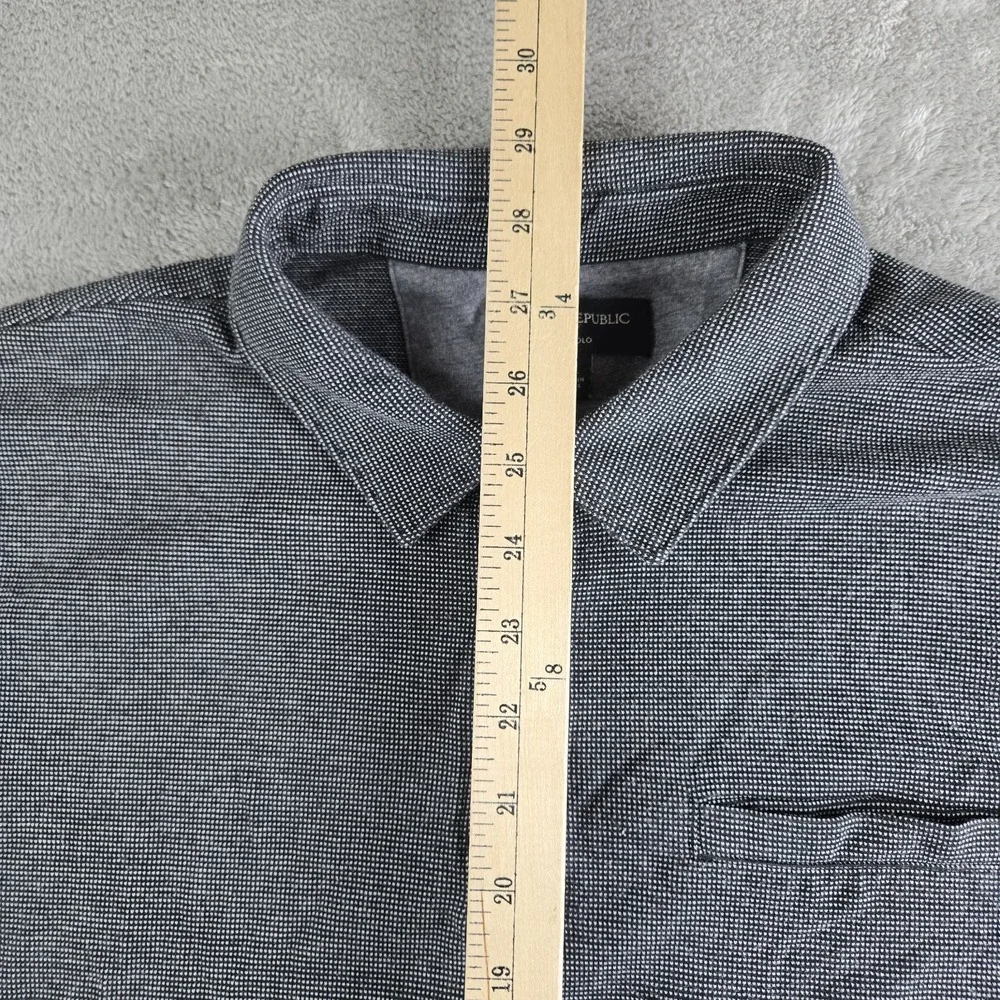 Banana Republic Dress Polo Shirt Mens XL Black Birdseye Short Sleeve Casual Work